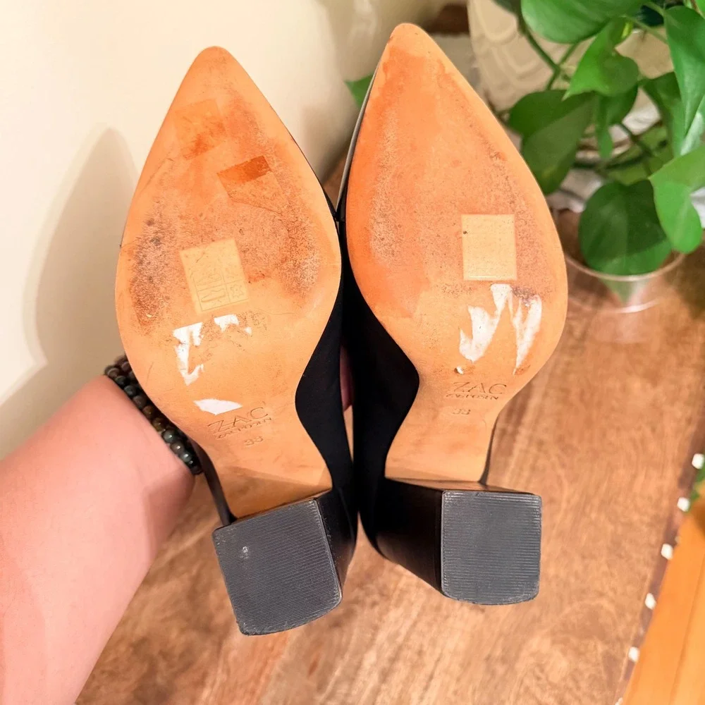 Zac Zac Posen Pumps Size 38 Black Leather Dark Academia Corporate Goth Designer